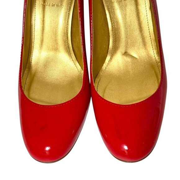 J. Crew Red Patent Leather Pumps 96716 Wooden Heel Italian Made Women's Size 7 - Picture 12 of 16